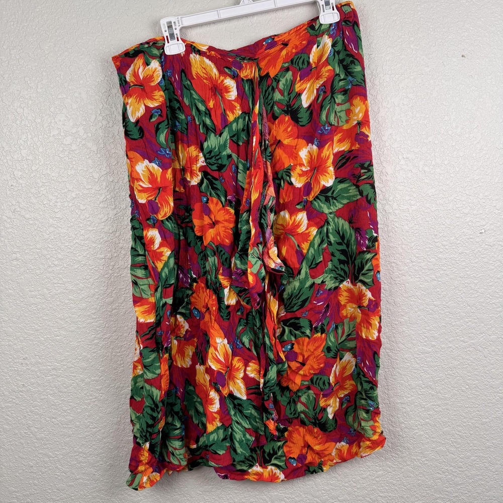 Jacque & KoKo Skirt Womens 18/20 (34 Waist) Tropical Hibiscus Floral Rayon Wrap